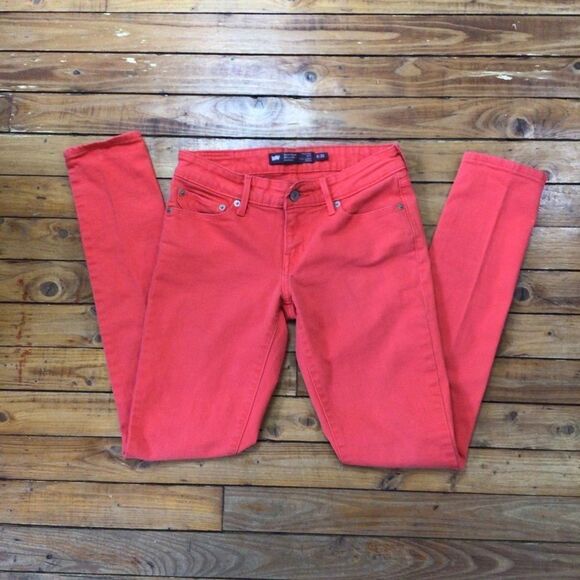 LEVI’S jeans coral denim Demi curve modern rise skinny tangerine low waist 25 - Picture 2 of 11